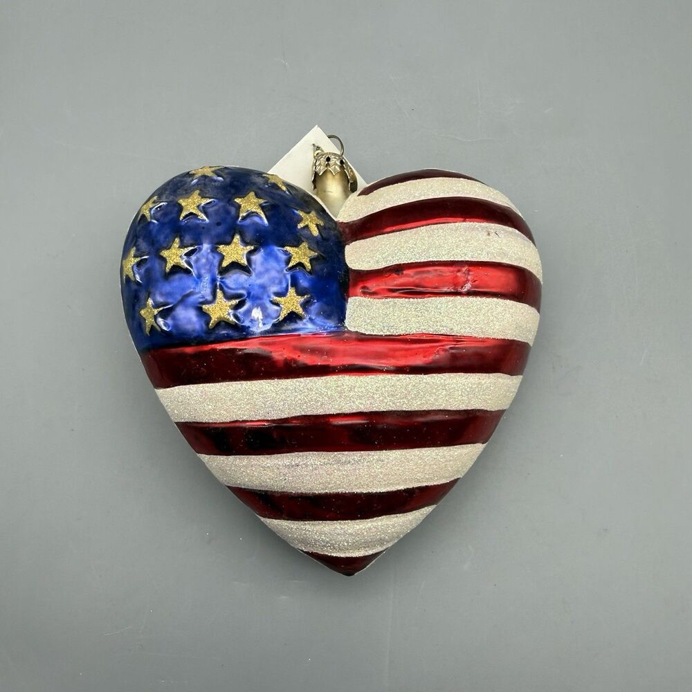 Christopher Radko American Red Cross Brave Heart Ornament 9/11 USA Flag